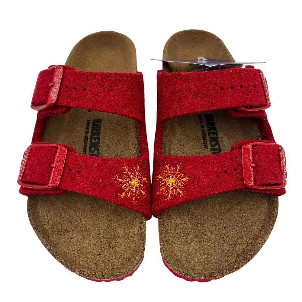 Birkenstock Arizona Kids Snow Stars Red Wool Sandals‎ Snowflake 28 US 10 NEW